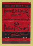 Matchbook Cover - Perfect Fit Trousers Clothes Milwaukee WI WEAR 40 Strike