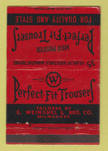 Matchbook Cover - Perfect Fit Trousers Clothes Milwaukee WI WEAR 40 Strike