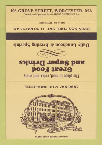 Matchbook Cover - North Works Restaurant Worcester MA 40 Strike