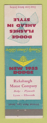 Matchbook Cover - 1955 Dodge Rickabaugh Lyons Ellsworth KS? WEAR