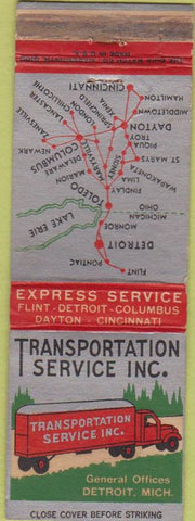 Matchbook Cover - Transportation Service Detroit MI