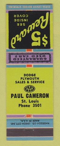 Matchbook Cover - Paul Camero Dodge Plymouth St Louis MO
