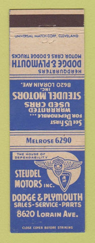 Matchbook Cover - Steudel Motors Dodge Plymouth Cleveland OH