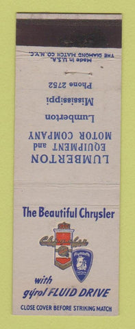 Matchbook Cover - Lumberton Chrysler Plymouth Lumberton MS