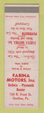 Matchbook Cover - Farina Motors DeSoto Plymouth Steelton PA