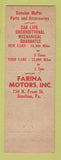 Matchbook Cover - Farina Motors DeSoto Plymouth Steelton PA