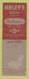 Matchbook Cover - Haley's Dodge Washington DC WEAR