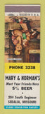 Matchbook Cover - Mary & Norman's Bar Sedalia MO