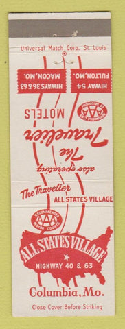 Matchbook Cover - All States Village Columbia MO Macon Fulton