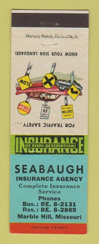 Matchbook Cover - Seabaugh Insurance Agency Marble Hill MO