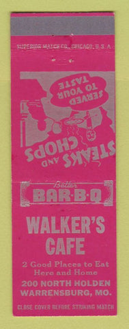 Matchbook Cover - Walker's Cafe Warrensburg MO