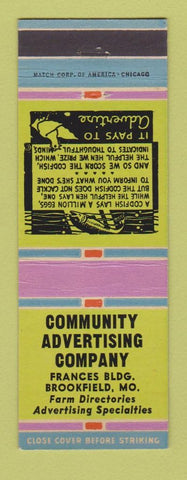 Matchbook Cover - Community Advertising Company Brookfield MO