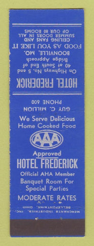 Matchbook Cover - Hotel Frederick Boonville MO MERCHANTS