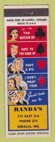 Matchbook Cover - Randa's Restaurant Sedalia MO