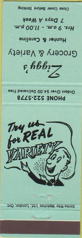 Matchbook Cover - Ziggy's Grocery Variety no town