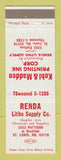 Matchbook Cover - Renda Litho Supply St Louis MO Kohl Madden Printing