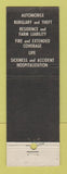 Matchbook Cover - PL Timmons Insurance St Joseph MO