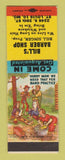 Matchbook Cover - Bill's Barber Shop ST Louis MO hillbilly
