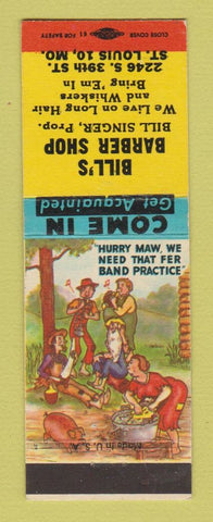 Matchbook Cover - Bill's Barber Shop ST Louis MO hillbilly