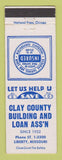 Matchbook Cover - Clay County Building and Loan Liberty MO