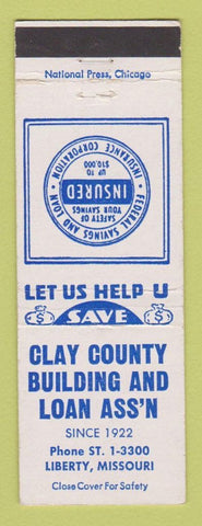 Matchbook Cover - Clay County Building and Loan Liberty MO