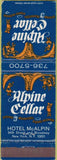 Matchbook Cover - Alpine Cellar Hotel McAlpin New York NY