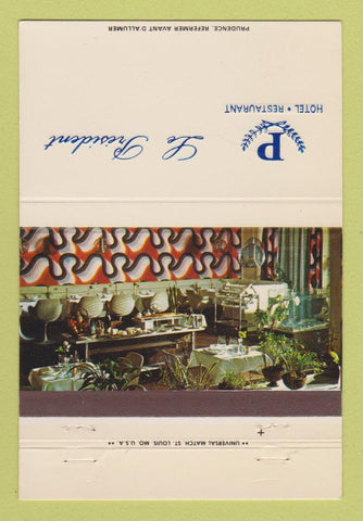 Matchbook Cover - Le President Hotel Charleroi Belgium 40 Strike