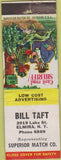 Matchbook Cover - Bill Taft Elmira NY