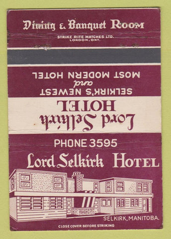 Matchbook Cover - Lord Selkirk Hotel Selkirk MB WEAR 40 Strike