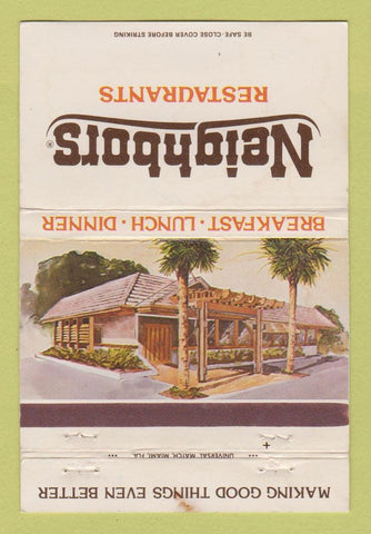 Matchbook Cover - Neighbors Restaurants Miami FL CHAIN WORN 40 Strike