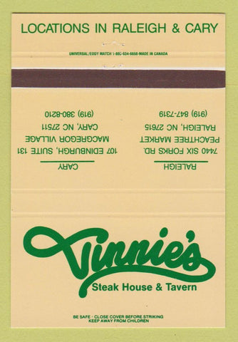 Matchbook Cover - Vinnie's Steak House Cary Raleigh NC 40 Strike