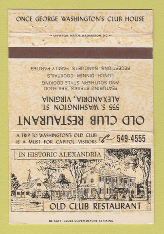 Matchbook Cover - Old Club Restaurant Alexandria VA 40 Strike