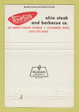 Matchbook Cover - Tempaste Ohio Steak BBQ Columbus OH 40 Strike