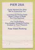 Matchbook Cover - Pier 25A Restaurant Bayside NY 40 Strike