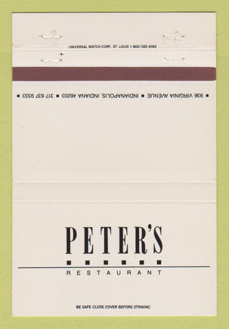 Matchbook Cover - Peter's Restaurant Indianapolis IN 40 Strike