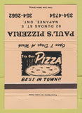 Matchbook Cover - Paul's Pizzeria Napanee ON PEACH 40 Strike