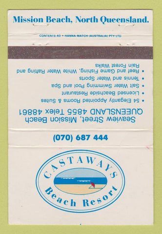 Matchbook Cover Castaways Beach Resort North Queensland Australia WORN 40 Strike