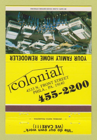 Matchbook Cover - Colonial Home Remodeling Philadelphia PA 40 Strike