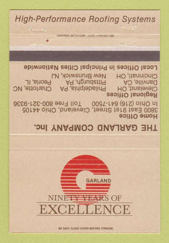 Matchbook Cover - Garland Company Cleveland OH Roofing Systems 40 Strike