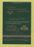 Matchbook Cover - Peerless Construction Company Fremont OH Excavating 40 Strike