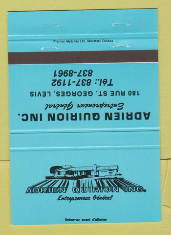 Matchbook Cover - Adrien Quirion Entrepreneur General Levis QC BLUE 40 Strike