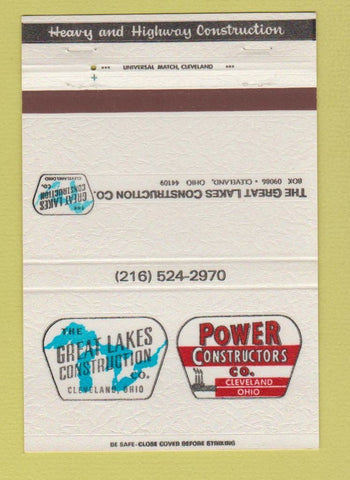 Matchbook Cover - Great Lakes Construction Cleveland OH Power 40 Strike