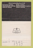 Matchbook Cover - Ulrich Contracting Corp Lebanon OH WEAR 40 Strike