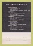 Matchbook Cover Wallace Machinery Caterpillar Tractors Bakersfield CA 40 Strike