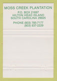 Matchbook Cover - Moss Creek Plantation Hilton Head Island SC 40 Strike