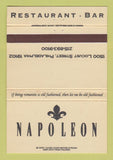 Matchbook Cover - Napoleon Restaurant Philadelphia PA 40 Strike