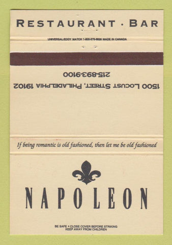 Matchbook Cover - Napoleon Restaurant Philadelphia PA 40 Strike