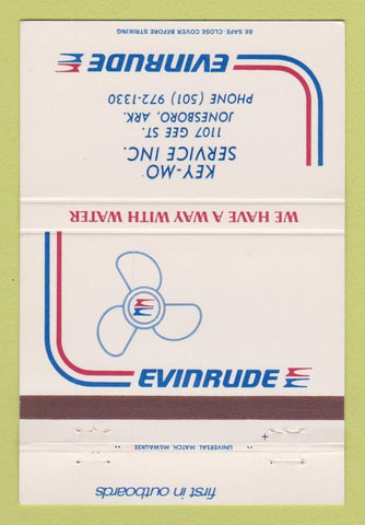 Matchbook Cover - Evinrude Boat Motors Key Mo Jonesboro AR 40 Strike