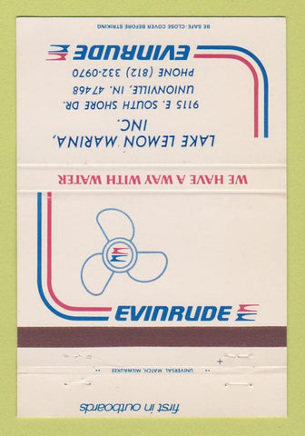 Matchbook Cover - Evinrude Boat Motors Lake Lemon Unionville IN 40 Strike