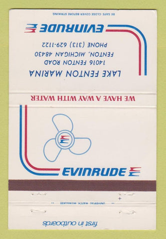 Matchbook Cover - Evinrude Boat Motors Lake Fenton MI 40 Strike